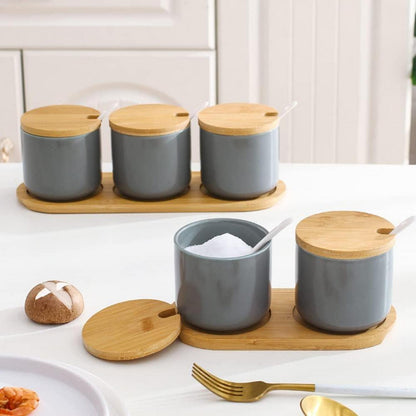 Keramik Gewürzdosen 2er Set mit Deckel und Löffel 260ml