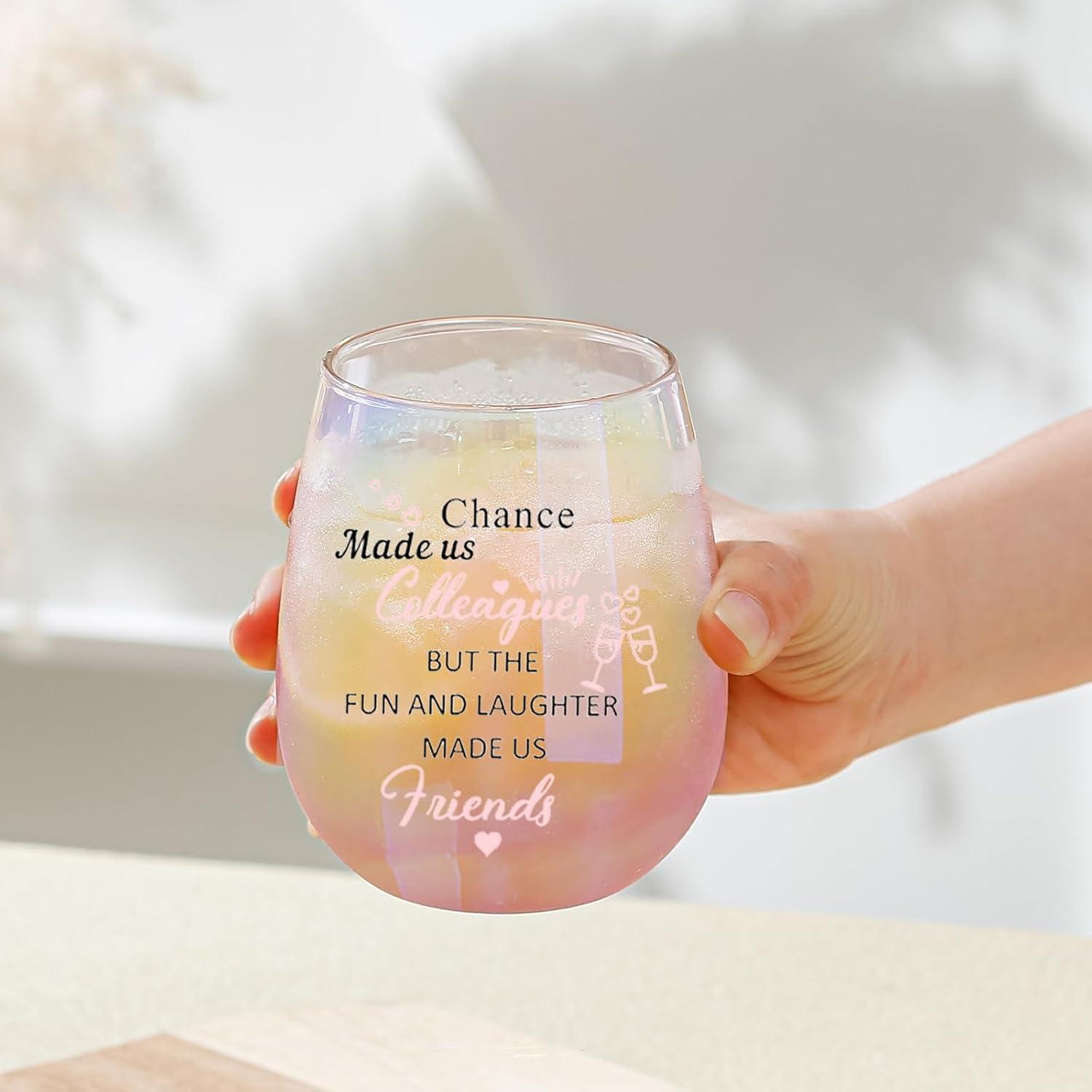 Chance made us colleagues Weinglas ohne Stiel 14 OZ Irisierendes