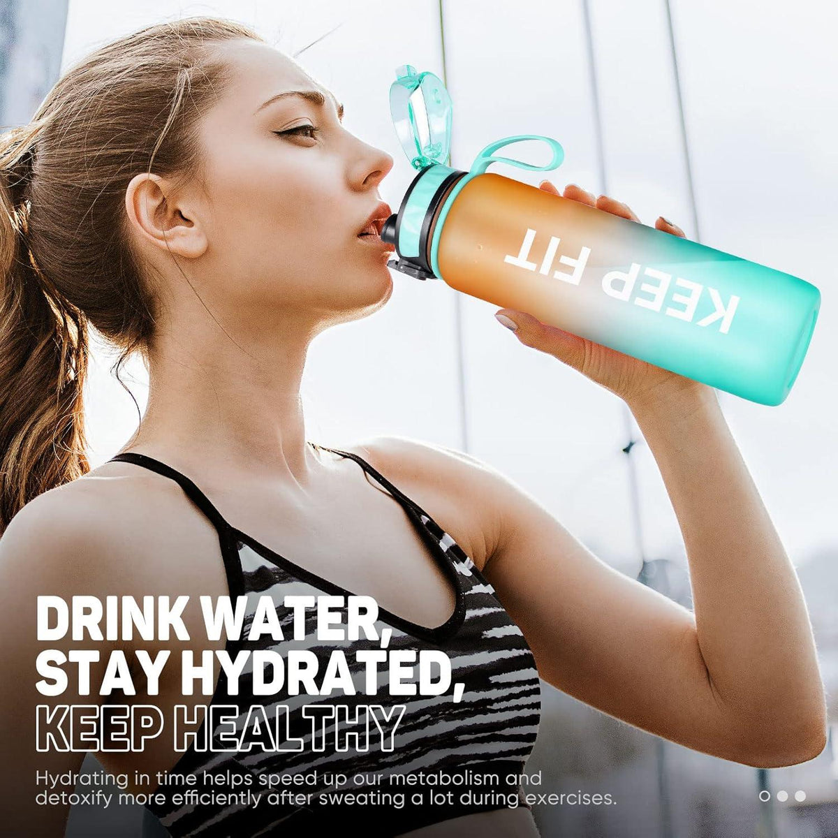 Trinkflasche 1L Sport Wasserflasche BPA-frei Gummi Griff für Fahrrad Outdoor Gym