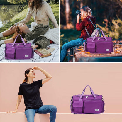 35L Damen Sporttasche Faltbare Reisetasche mit Schuhfach und Nassfach