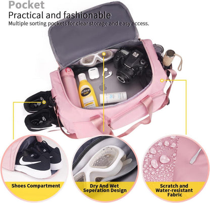 Sporttasche Damen 35L Faltbare Reisetasche mit Schuh- und Nassfach