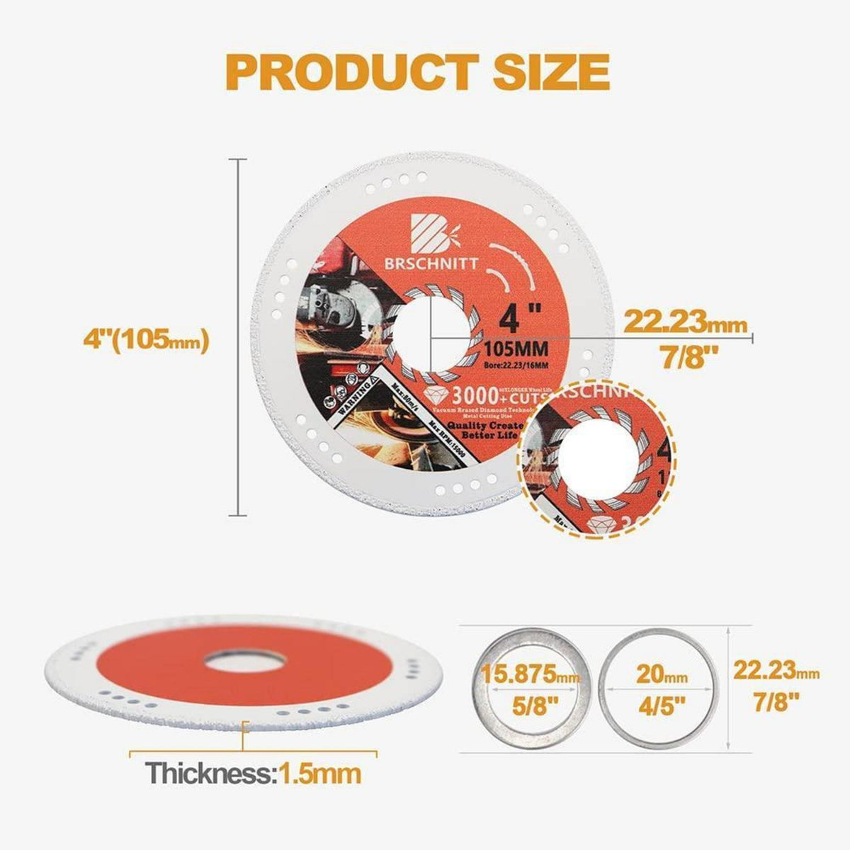 Diamant-Trennscheiben 4er-Set 105mm für Metall & Stahl