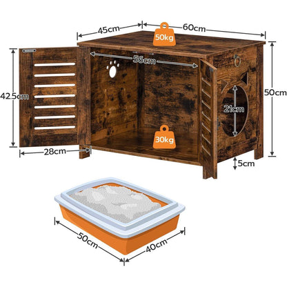 Katzenklo Schrank Holz Jalousien-Stil Eisenfüßen