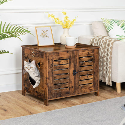Katzenklo Schrank Holz Jalousien-Stil Eisenfüßen