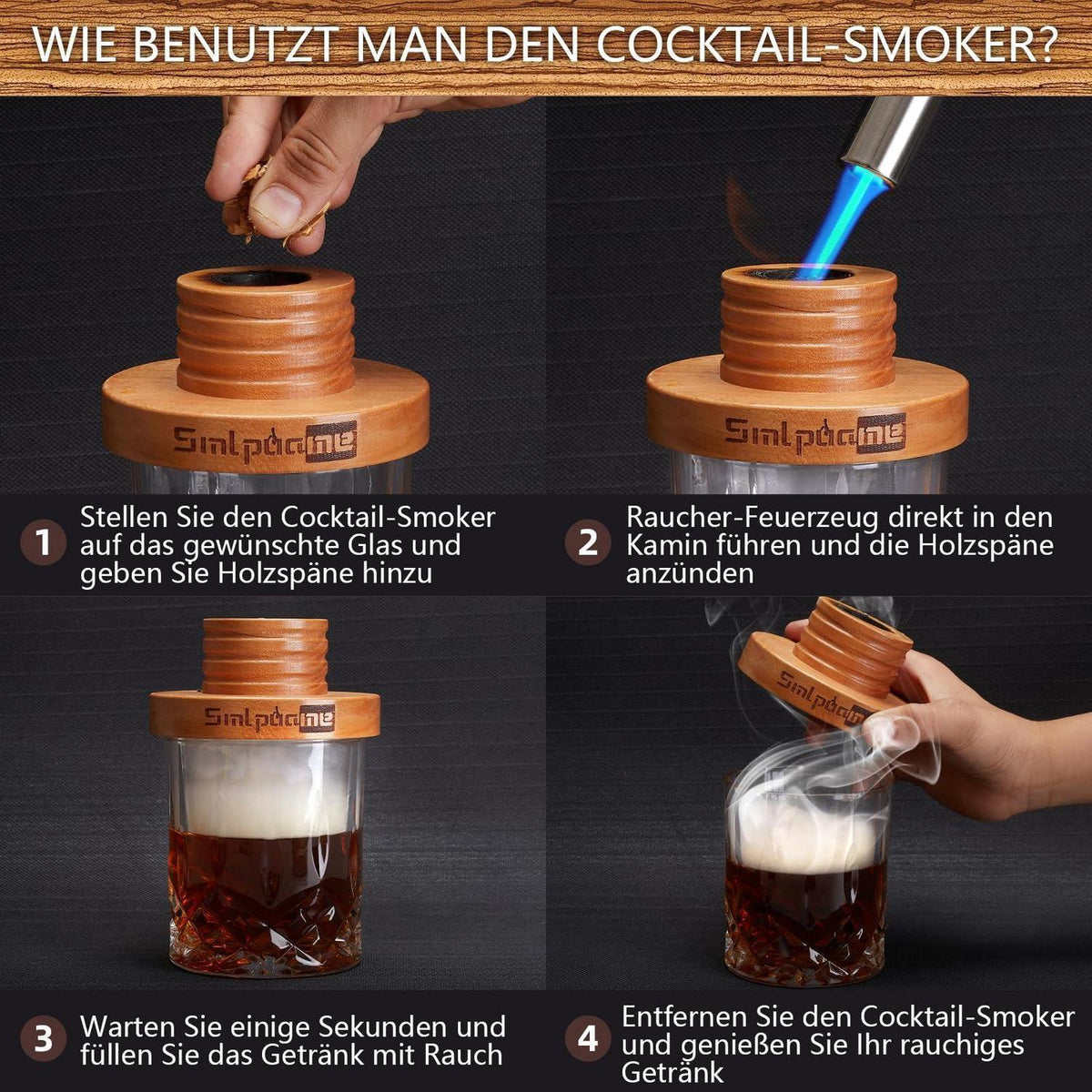 Cocktail Smoker Set mit Holzspänen – Geschenk für Barkeeper