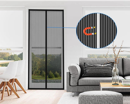 Fliegengitter Magnet Tür Insektenschutz Vorhang 100x200cm Schwarz