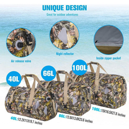 Wasserdichte Reisetasche für Kajak, Camping & Bootfahren (40L, 66L, 100L)