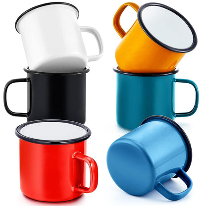 Emaille Tassen Set 6er-Set, 350ml, Farbenfroh für Camping & Zuhause