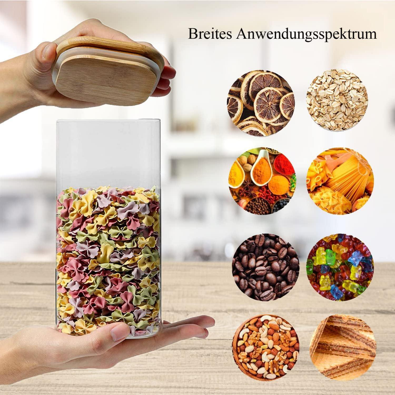 Vorratsgläser 1100ml Set Glas mit Deckel und Löffel