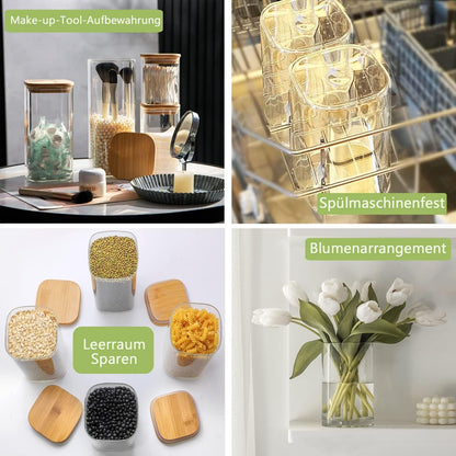 Vorratsgläser 1100ml 3er Set mit Deckel & Löffel - Glasversiegelt, für Zutaten