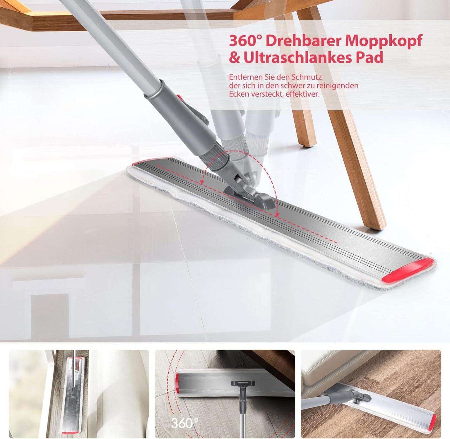 Bodenwischer Wischmopp 60cm Edelstahlgriff 137cm 360° schwenkbar(Bitte verlassen