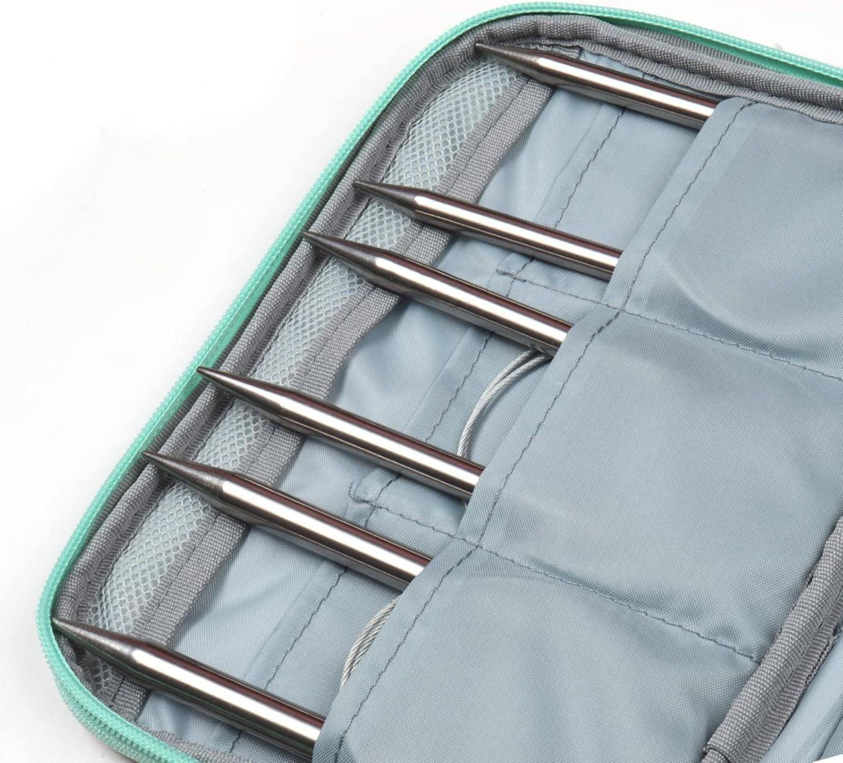 Edelstahl Rundstricknadel Set 80cm 9 Stück Nadellehre Häkelzubehör