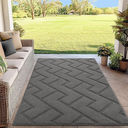 Fußmatte Grau 90x150cm - Waschbare Schmutzfangmatte für Innen & Außen