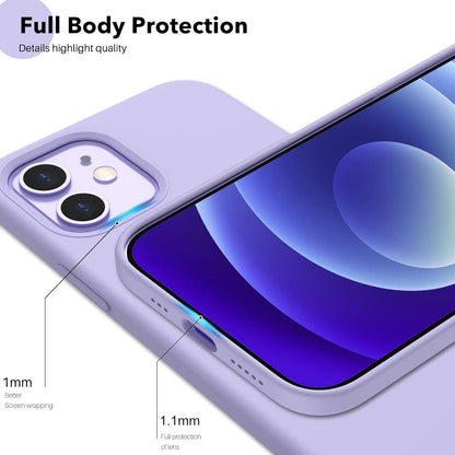 Liquid Silicone Case für iPhone 12 / 12 Pro Hülle 6,1 Zoll - Hochwertiges Silikon, Rundumschutz, 3-Layer Struktur - Lila
