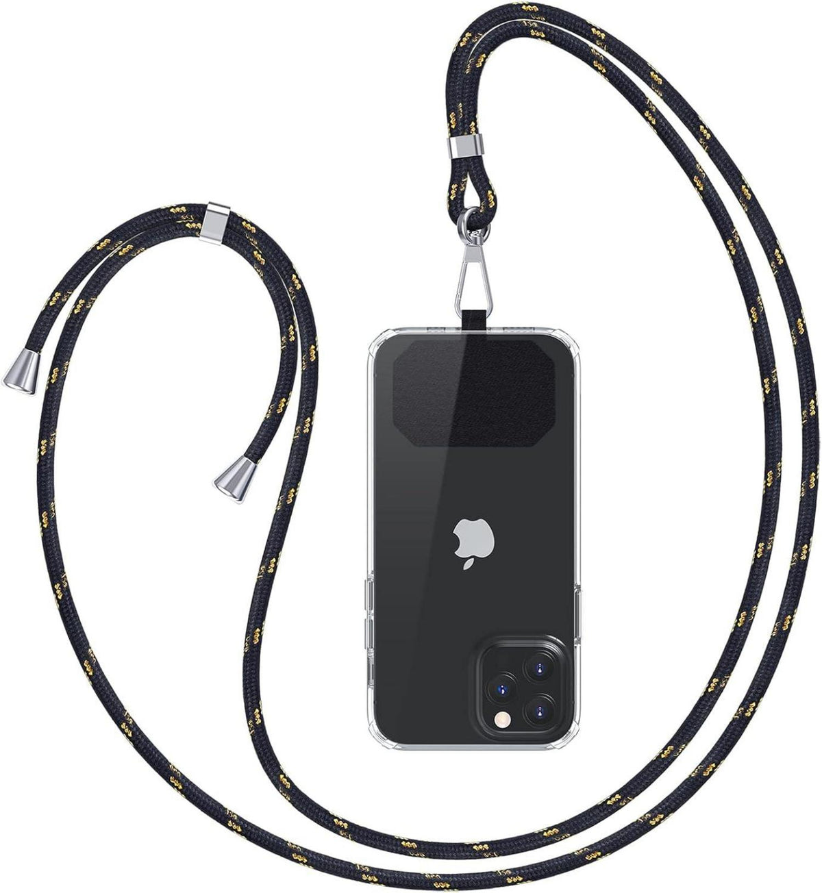 Handykette zum Umhängen - Universal Smartphone Kette Schwarz Gold