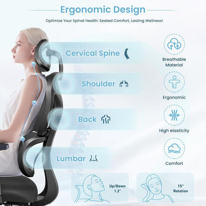Ergonomischer Bürostuhl mit Kopfstütze und