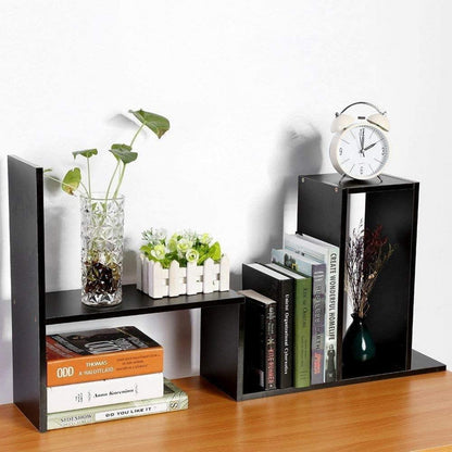 Desktop-Bücherregal Holz Tischregal ständer Aufbewahrung Rack Schwarz
