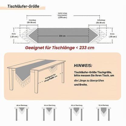 Tischläufer mit Quasten Grau Blau 33x274cm Jacquard