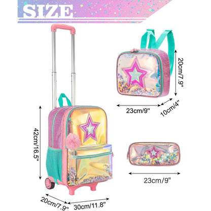 Schulranzen Trolley Rucksack Mädchen mit Rollen & Zubehör