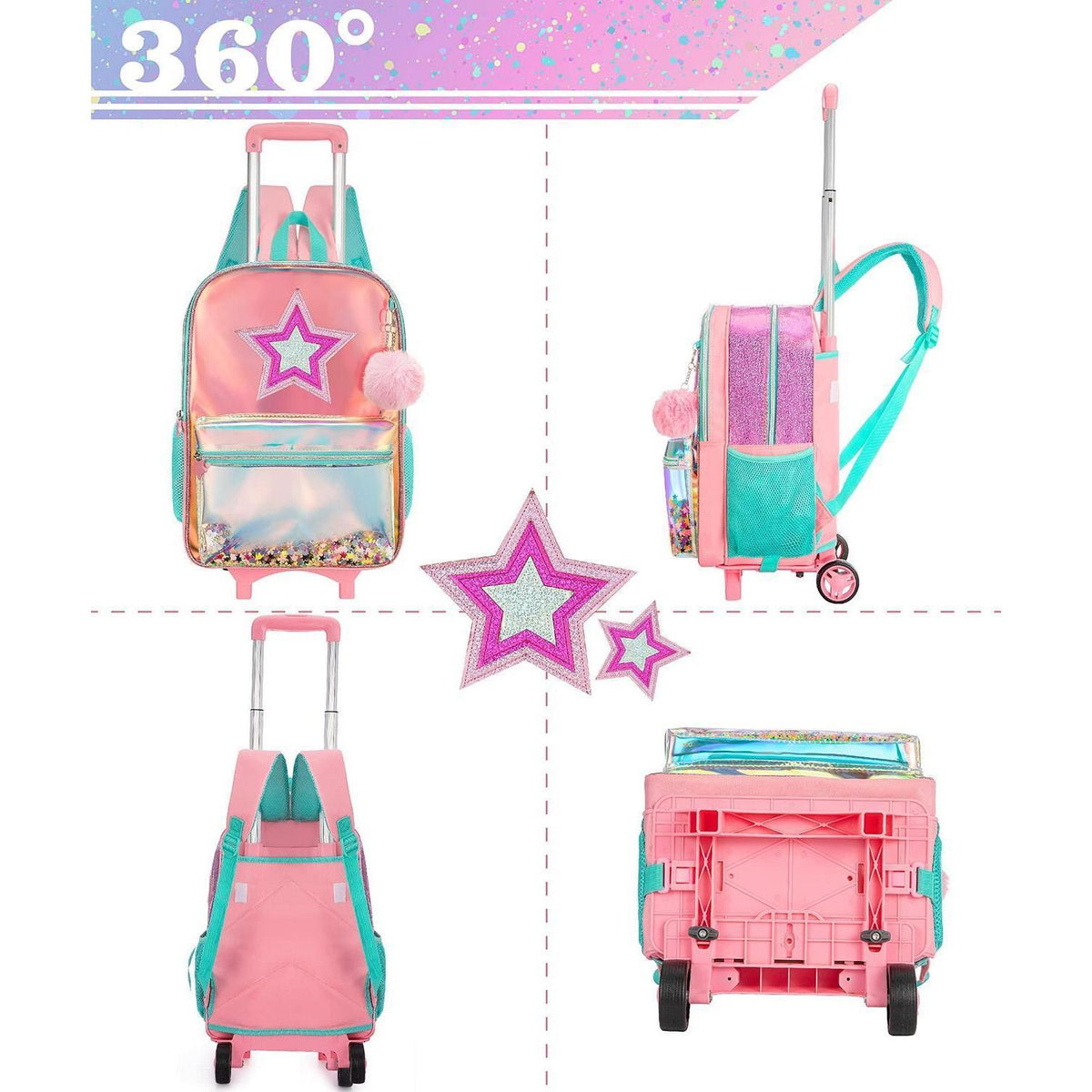 Schulranzen Trolley Rucksack Mädchen mit Rollen & Zubehör