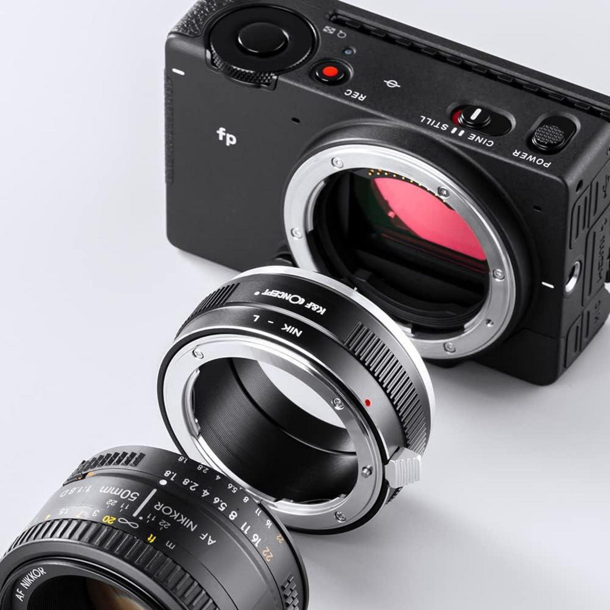 Objektivadapter für Nikon F-Objektiv auf L-Mount Kamera