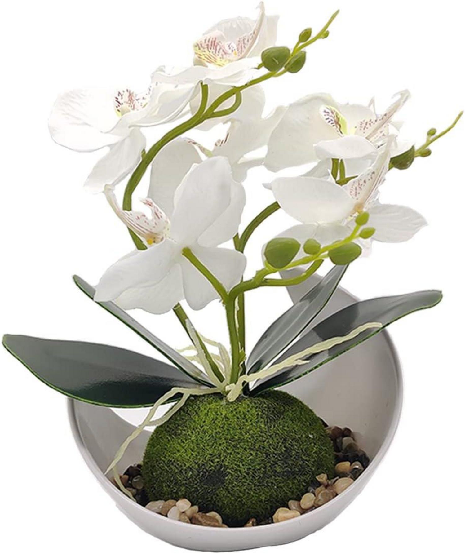 Künstliche Orchideenblüte mit weißem Topf für Zuhause Büro Hochzeit