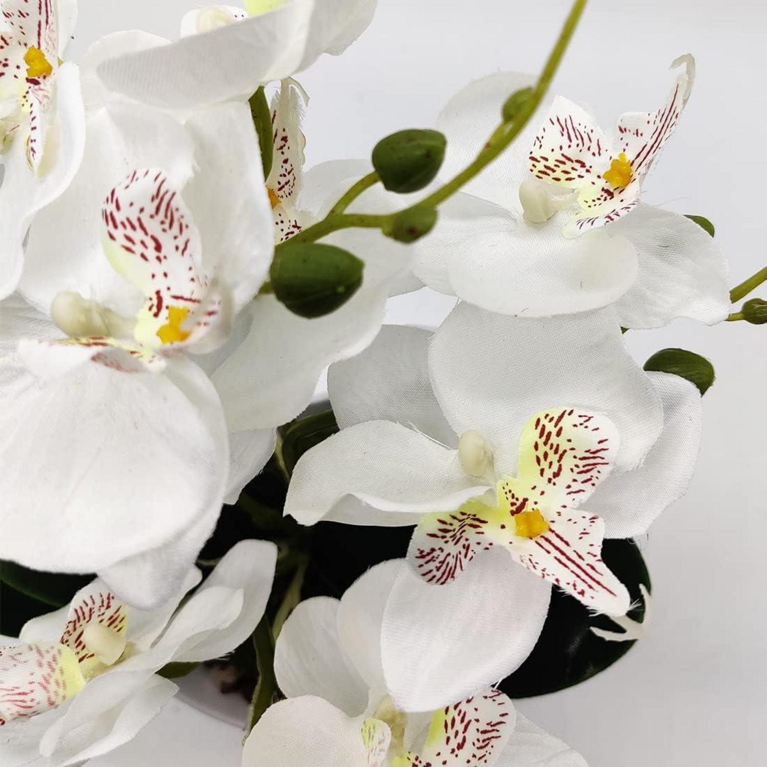 Weiße Künstliche Orchidee mit Topf - Deko Blume für Zuhause & Hochzeit