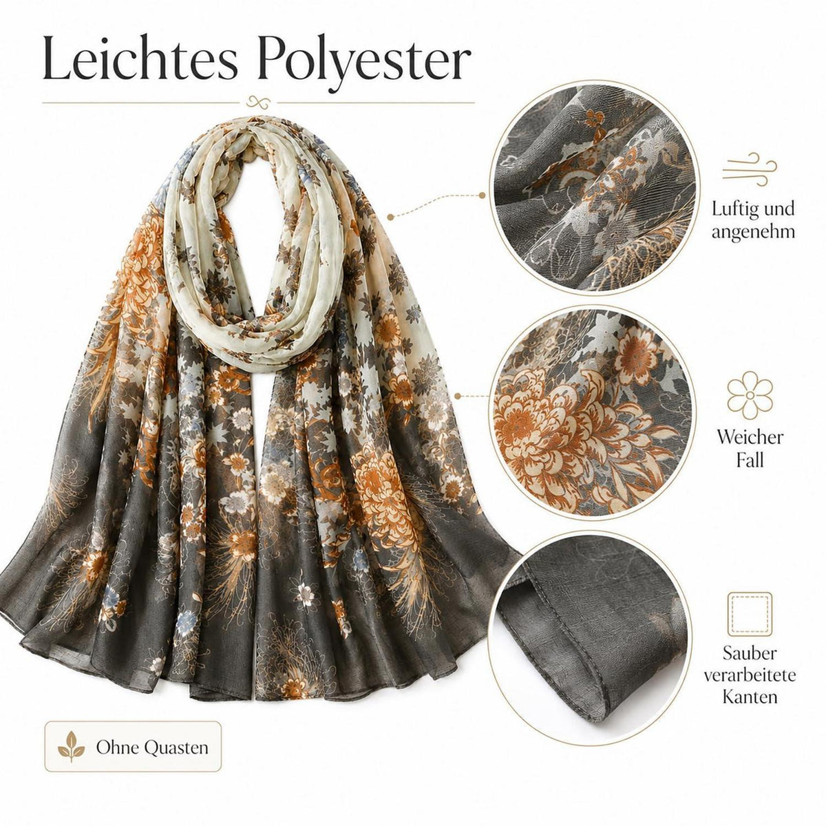 Damen Schal Oversize mit Fransen 180x90 cm Bunt