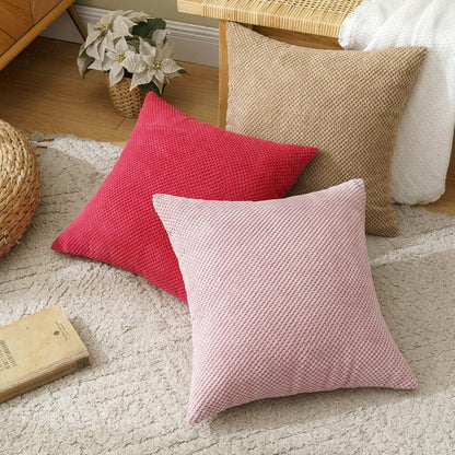 Dekorative Kordsamt Kissenbezüge 40x40 cm 2er Set Rot