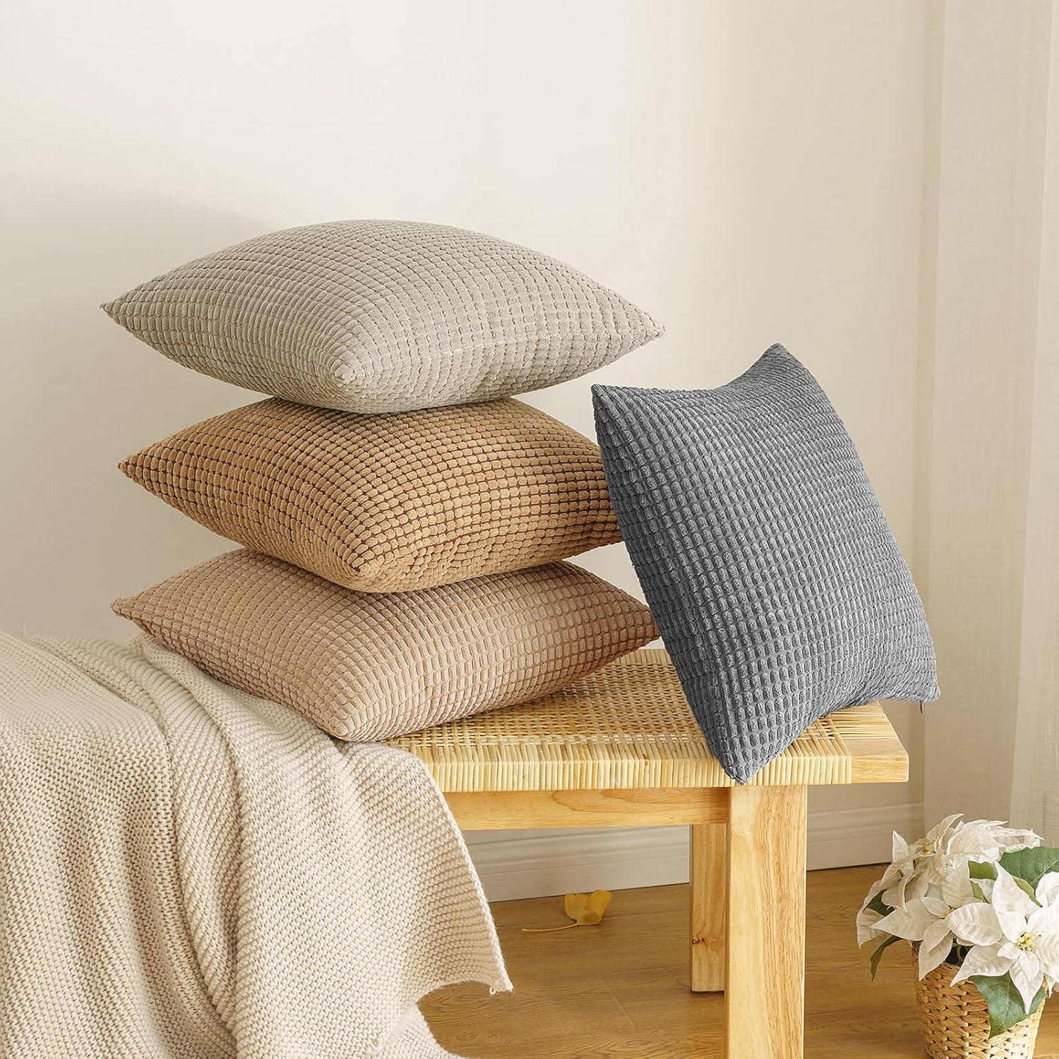 Weicher Kordsamt Kissenbezug 40x40 cm 2er Set Dunkelgrau