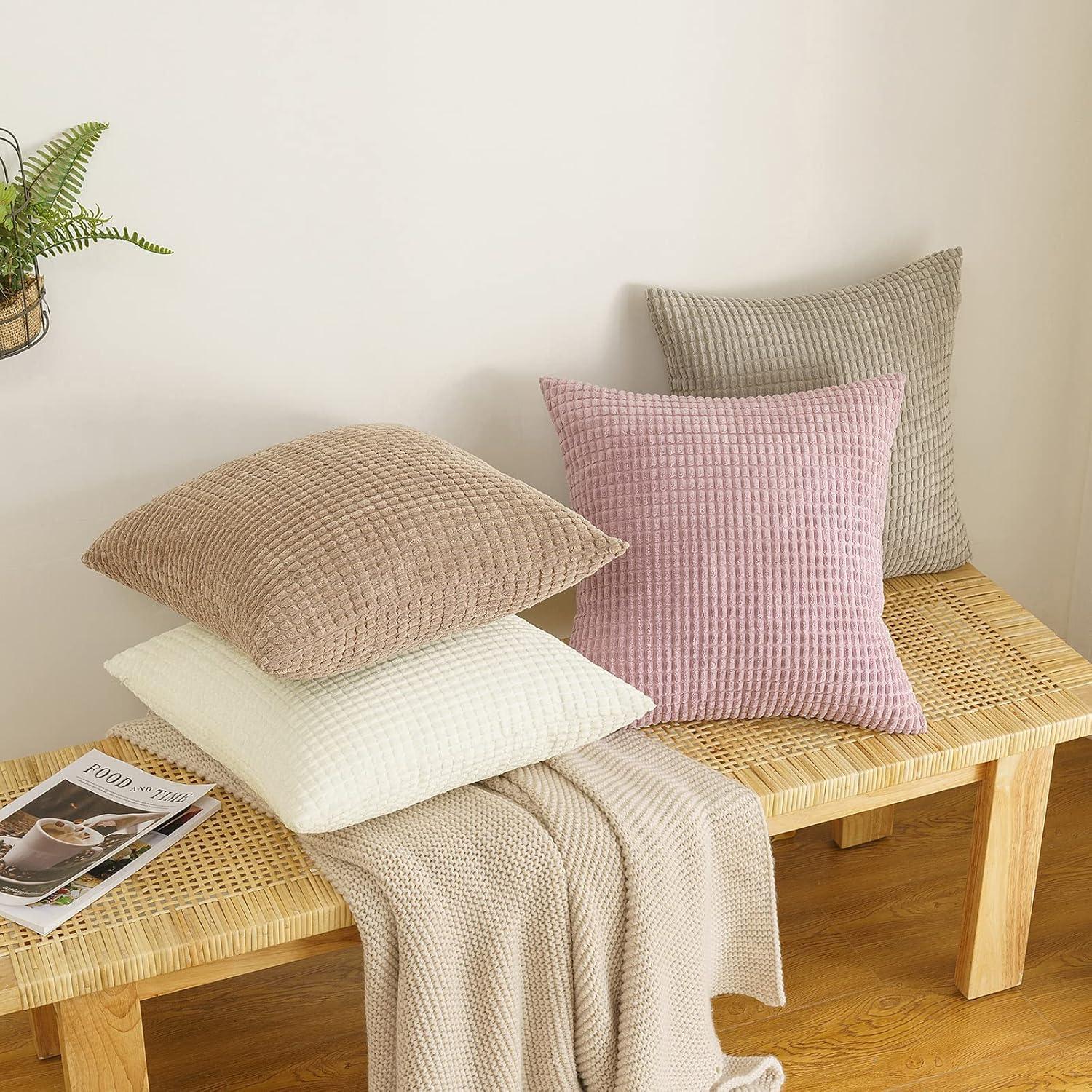 Kordsamt Kissenbezug Granulat Dekorativ 40x40cm 2er Set Rosa Lila