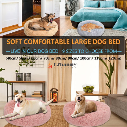 Rundes Hundebett Flauschig Rosa - Weiches Donut Kissen für Hunde & Katzen