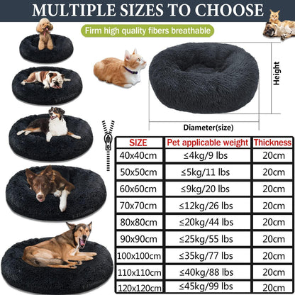 Rundes Hundebett Flauschig Rosa - Weiches Donut Kissen für Hunde & Katzen
