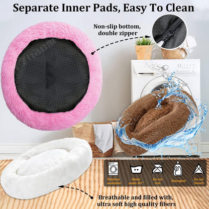 Rundes Hundebett Flauschig Rosa 2XL - 90cm