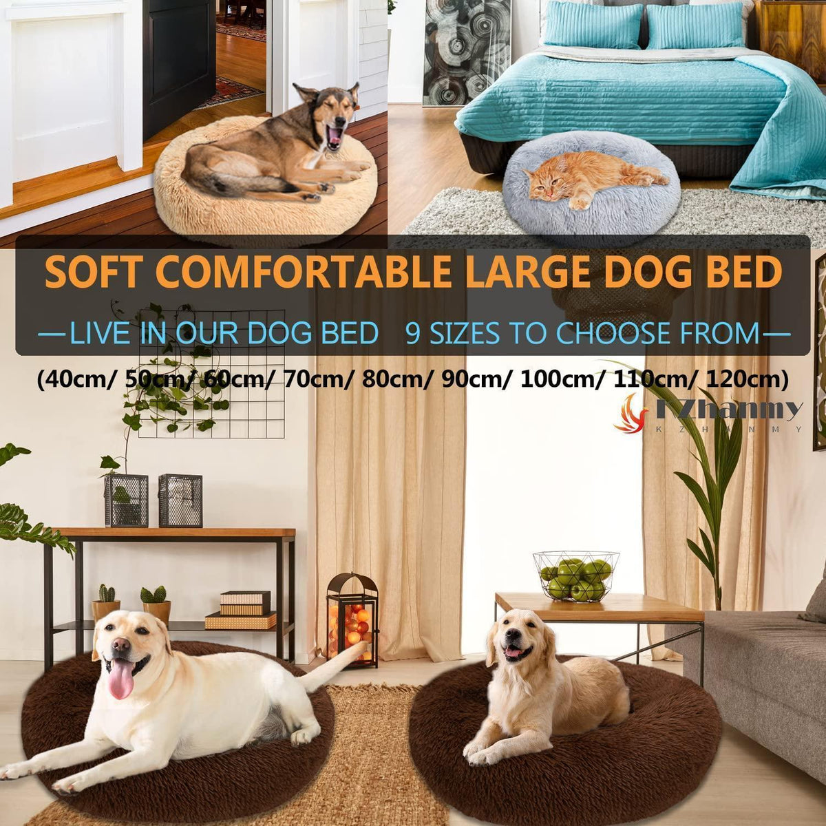 Rundes Hundebett Donut – Flauschig, Weich & Waschbar – Dunkelbraun 2XL