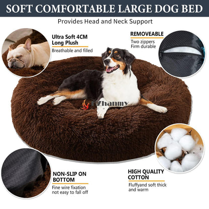Rundes Hundebett Donut – Flauschig, Weich & Waschbar – Dunkelbraun 2XL
