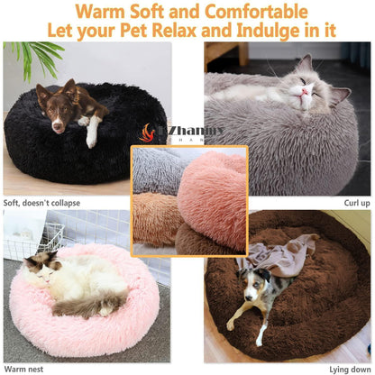 Rundes Hundebett Donut – Flauschig, Weich & Waschbar – Dunkelbraun 2XL