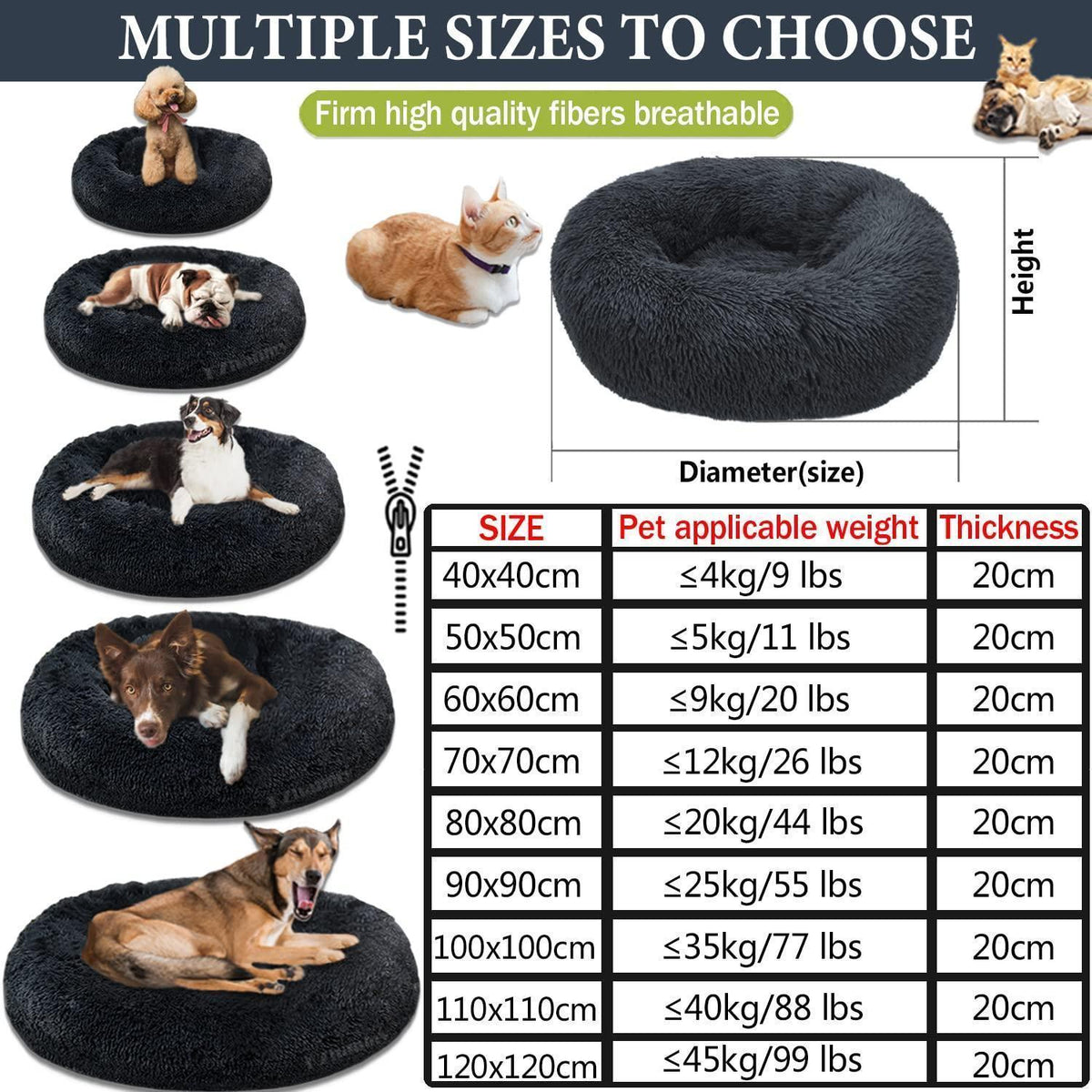 Rundes Hundebett Donut – Flauschig, Weich & Waschbar – Dunkelbraun 2XL
