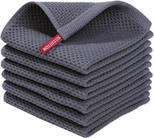 Geschirrtücher Set 100% Baumwolle Saugfähig Dunkelgrau 30x30cm (6