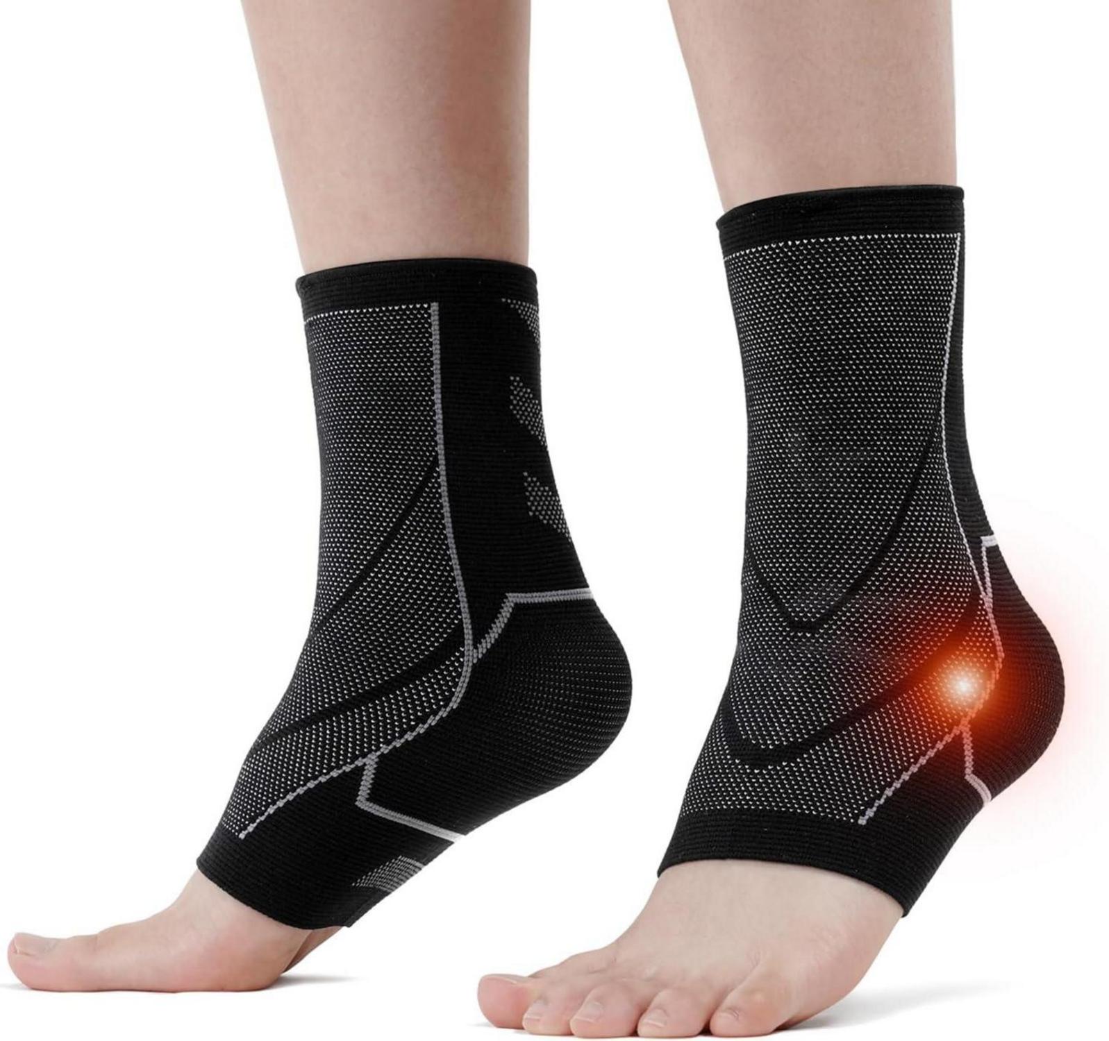 Sport Knöchelbandagen Neopren Kompressionssocken 2er Pack Schwarz