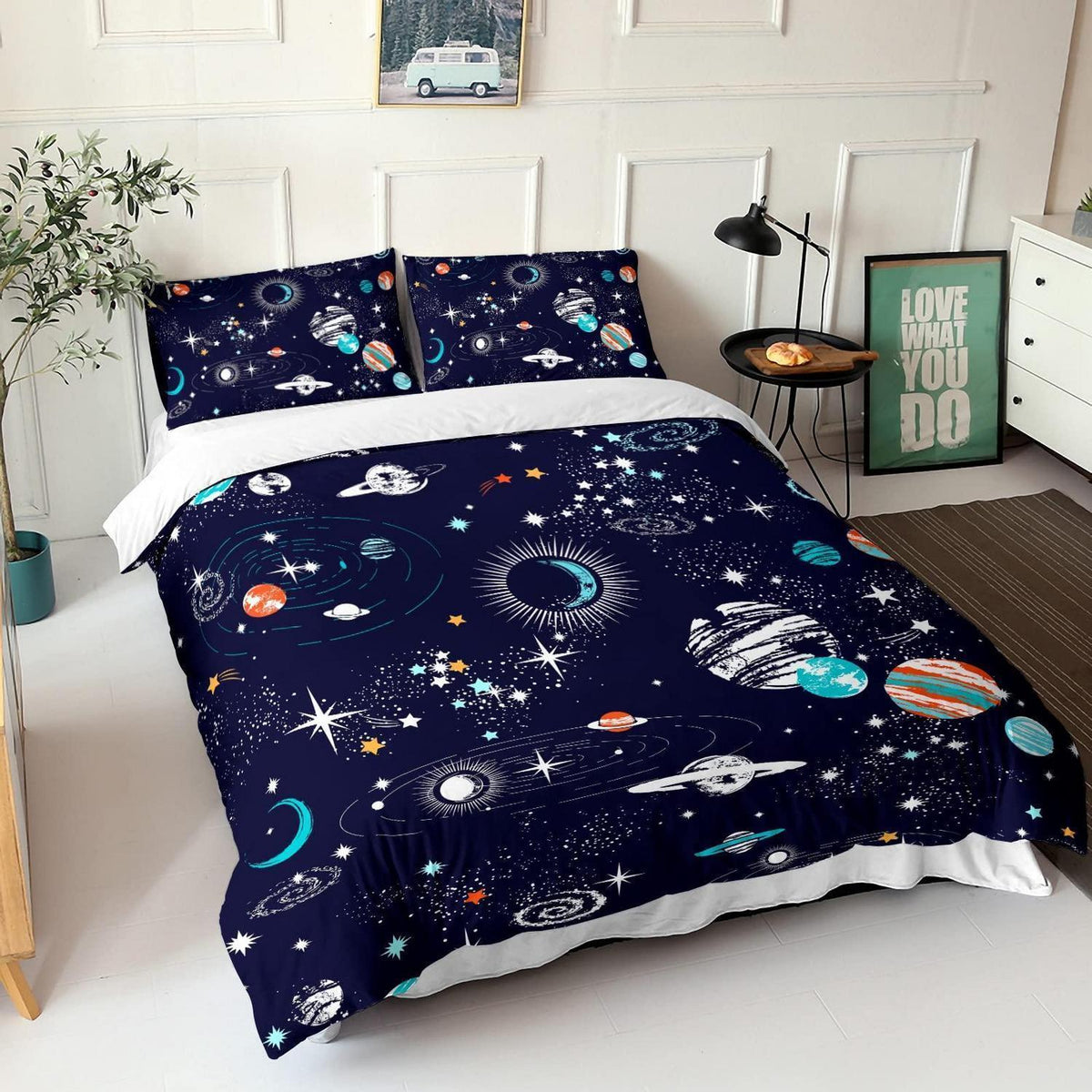 Kinder Bettwäsche Set Sternenhimmel Galaxie 155x220 cm