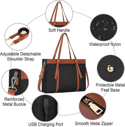 Shopper Damen 15.6 Zoll Laptoptasche USB-Ladeanschluss