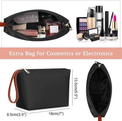 Große 15.6 Zoll Laptoptasche Damen USB-Lade Umhängetasche Schwarz