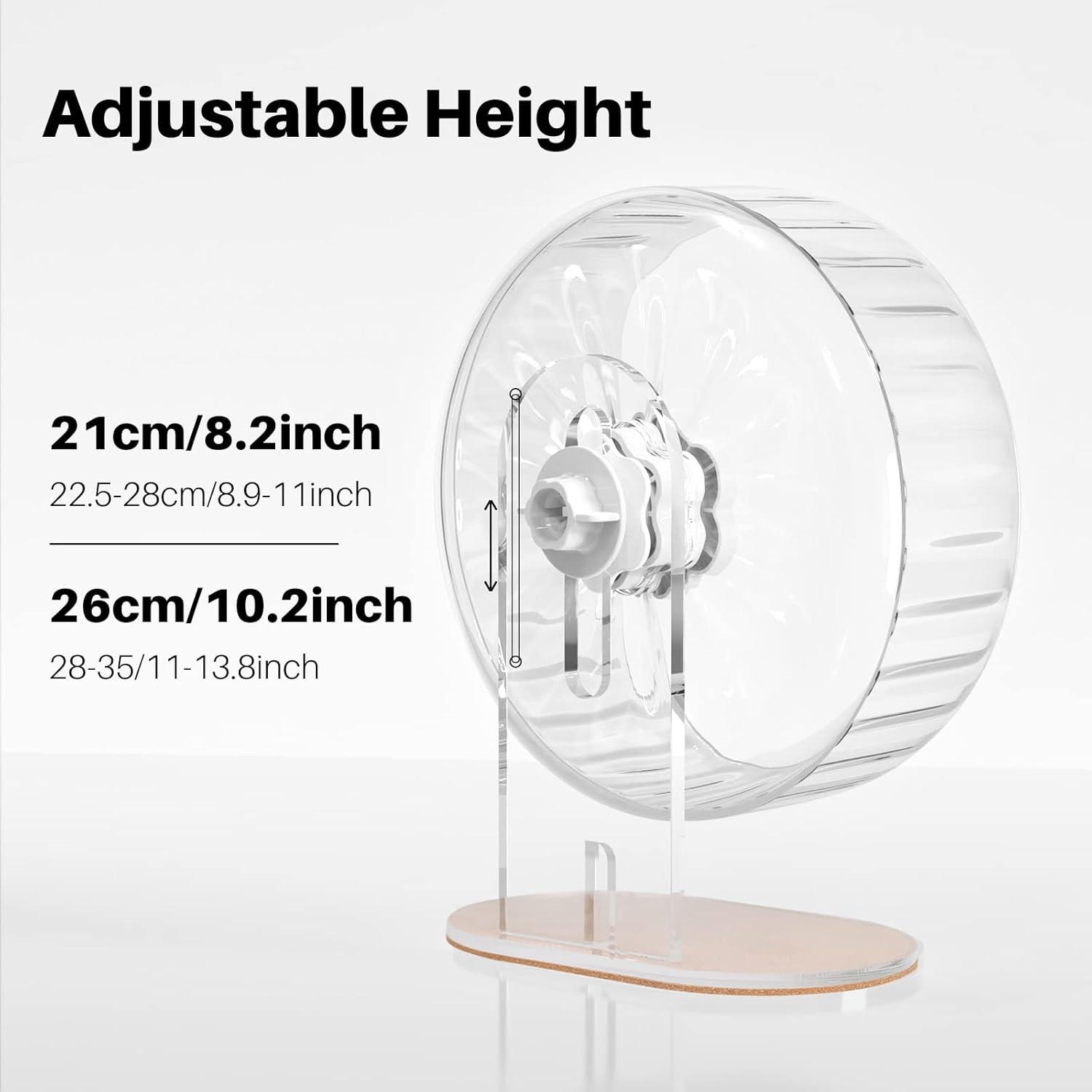 Transparentes Hamsterrad 26cm – Leise Laufrad für Hamster - Rutschfeste Laufscheibe