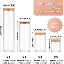 Vorratsgläser Set mit Deckel, BPA-frei, Borosilikatglas