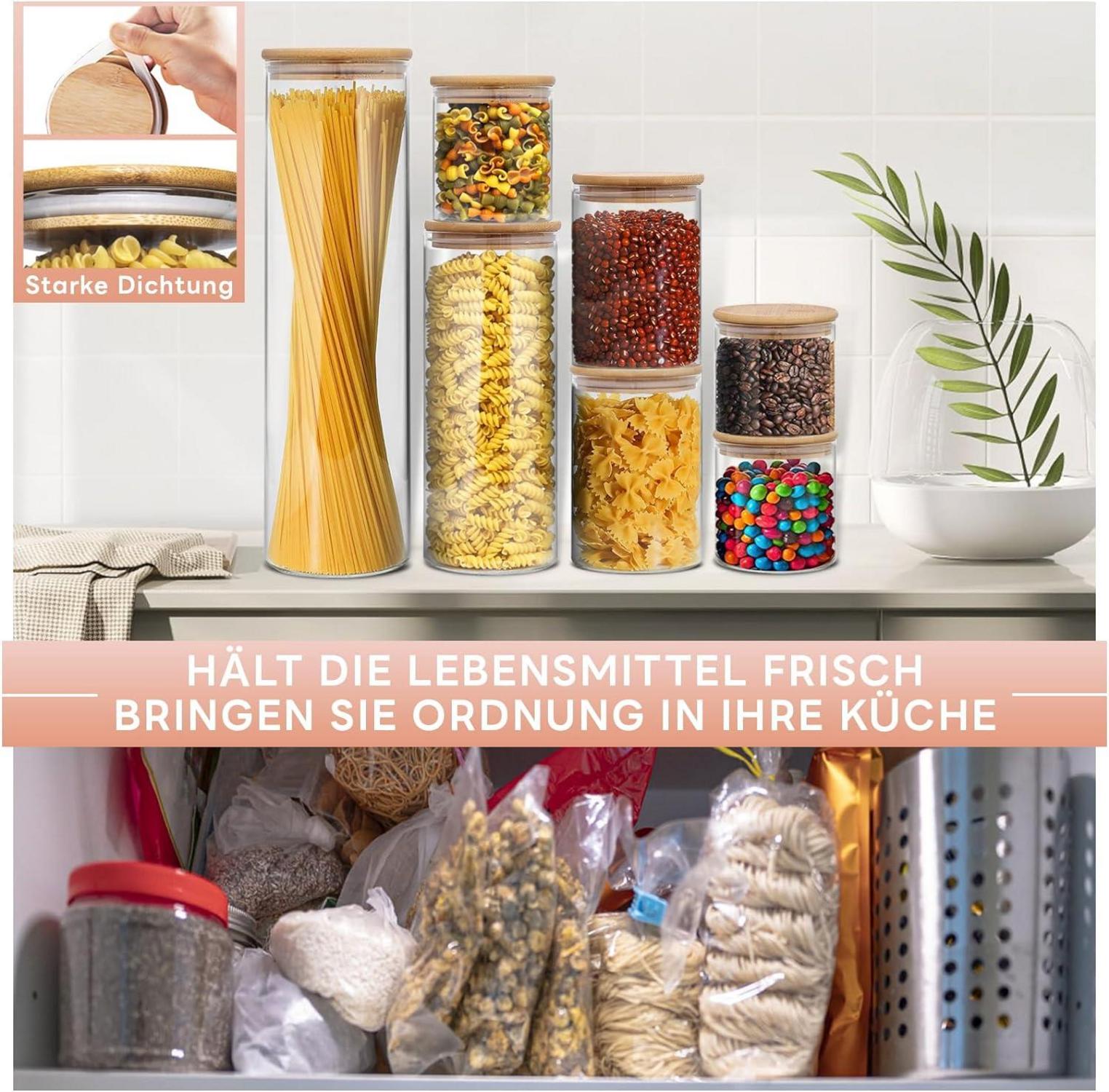 Vorratsgläser mit Deckel Set, Aufbewahrungsglas BPA-frei