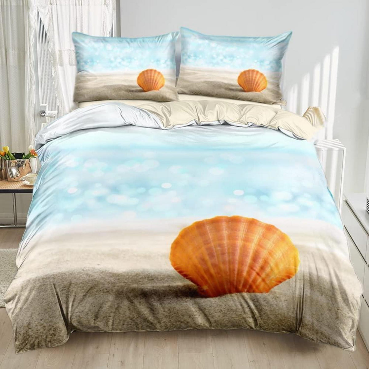 3D Meer Bettwäsche-Set 135x200 cm - 4-teilig, Mikrofaser