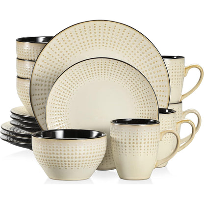 16-teiliges Steinzeug Tafelservice Guto Beige für 4 Personen