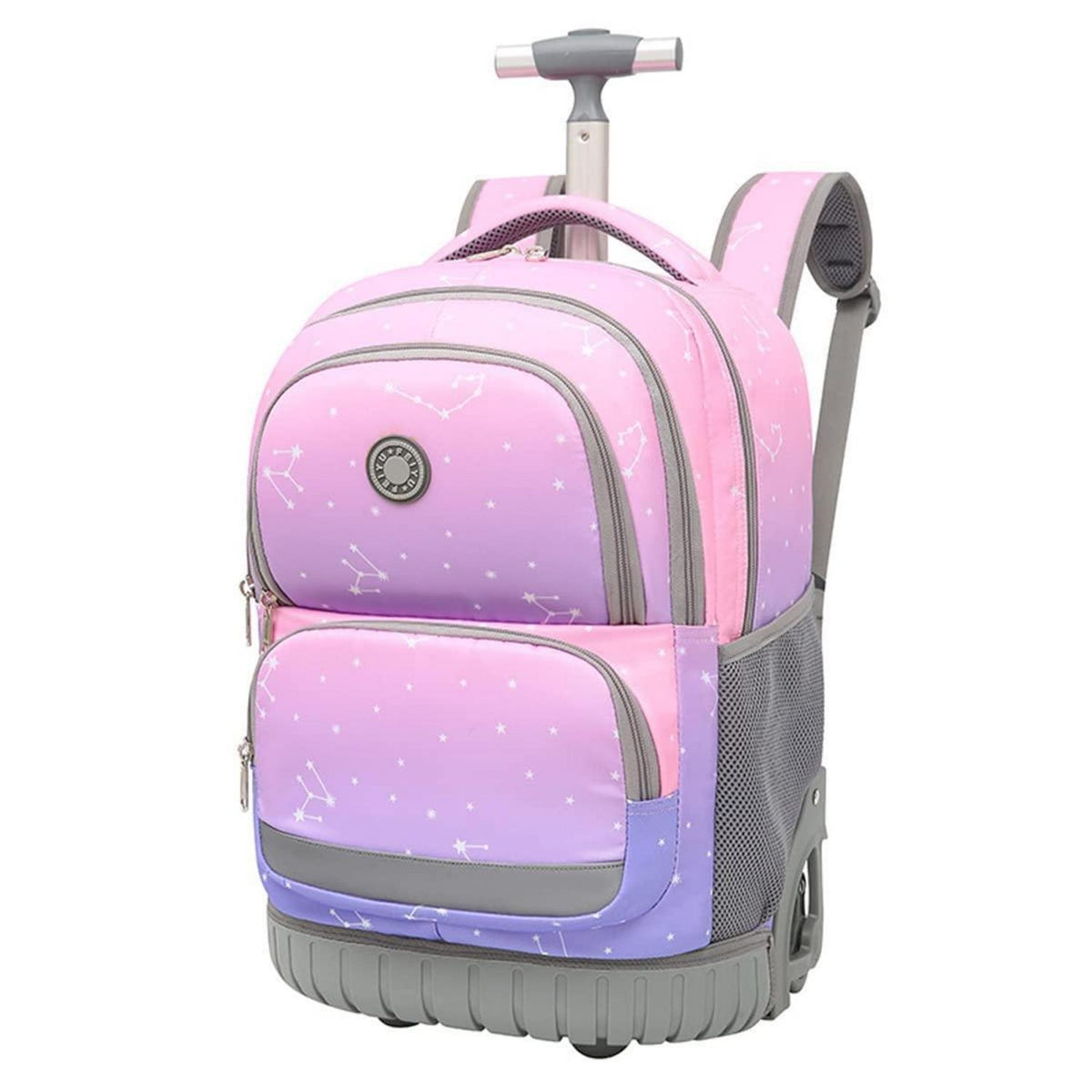 Schultrolley Rucksack Rollen Kinder Schultasche Purpur Rosa mit Regenhülle
