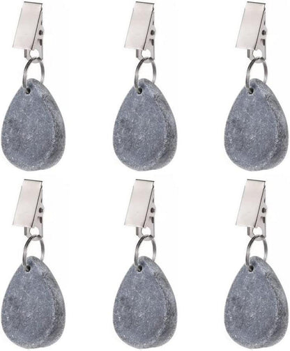 6er Set Tischdeckenanhänger Marmor Clip Design Grau